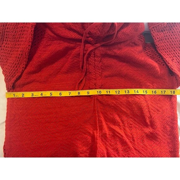 Prana red cotton/wool blend Knit cedar sweater cowl neck Size Medium - Picture 15 of 16